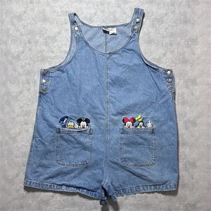 VTG Disney Catalog Mickey Mouse & Friends Denim Embroidered Shortails Romper 3X